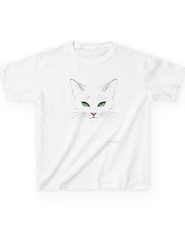 "Cat Face Sketch" Kids Heavy Cotton Tee