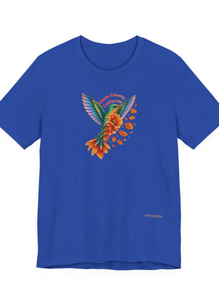 "Hummingbird and Poppies" Unisex Jersey Short Sleeve Tee