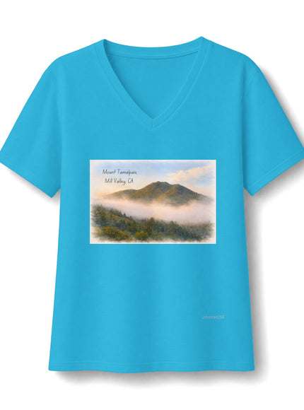 "Mount Tamalpais, Mill Valley, California" Women's Relaxed Jersey Short Sleeve V-Neck Tee