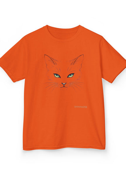 "Cat Face Sketch" Kids Heavy Cotton Tee