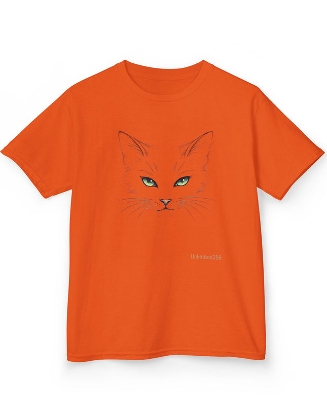 "Cat Face Sketch" Kids Heavy Cotton Tee