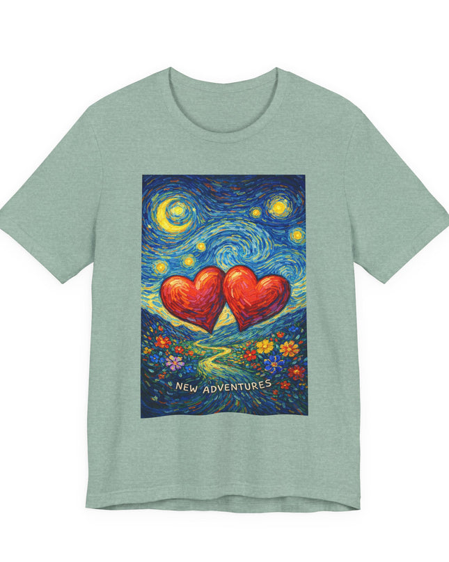 "Valentine's Day, New Adventures - Vincent Van Gogh Style" Unisex Jersey Short Sleeve Tee