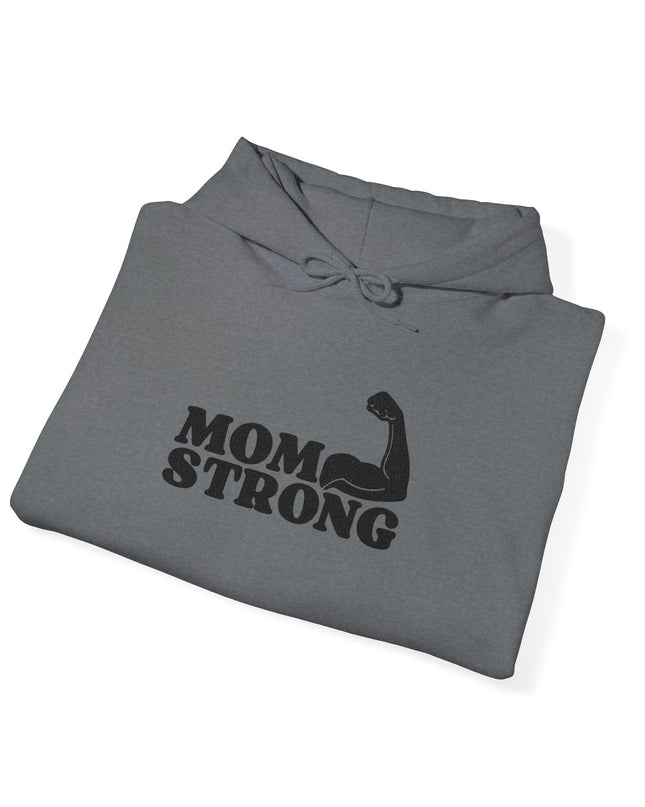 "Mom Strong (Black embroidery)" Unisex Heavy Blend Hooded Sweatshirt