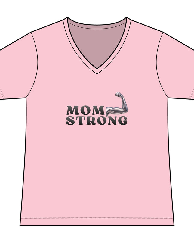 "Mom Strong" Women's Relaxed Jersey Short Sleeve V-Neck Tee