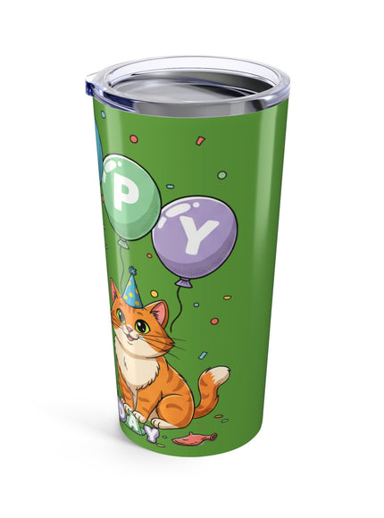 "Happy Birthday - Cat Popped the Balloons" Tumbler 20oz