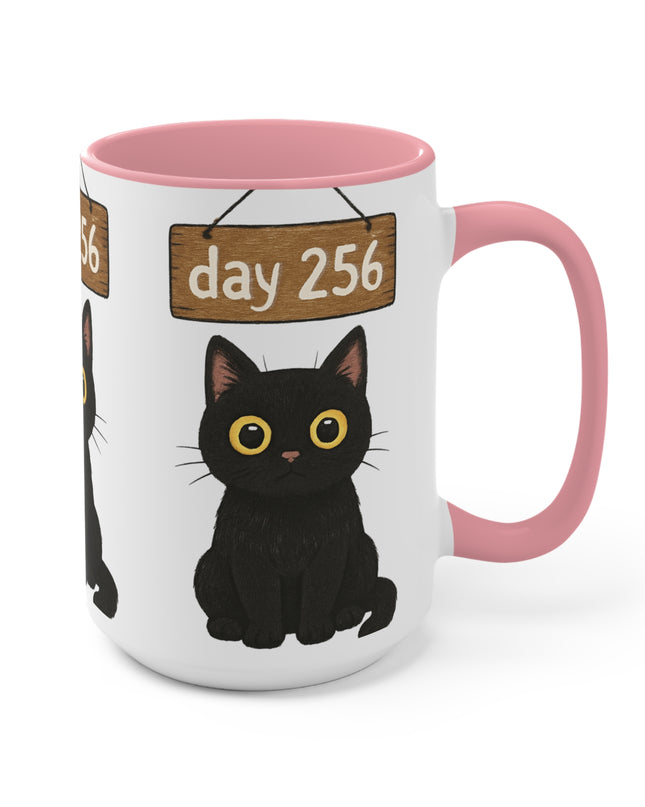 "Day 256 Not Blinking Black Cat" Accent Mug