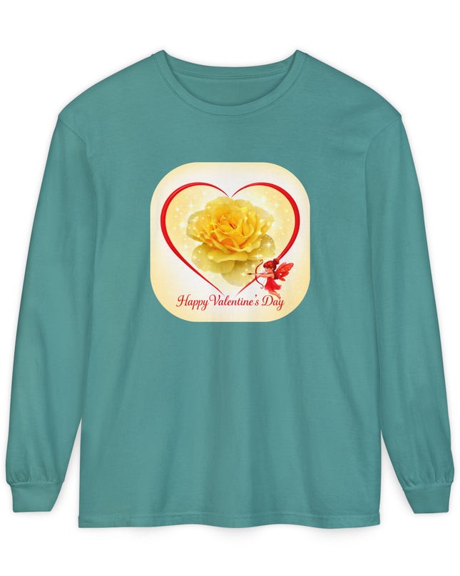 "Happy Valentine's Day" Unisex Garment-dyed Long Sleeve T-Shirt
