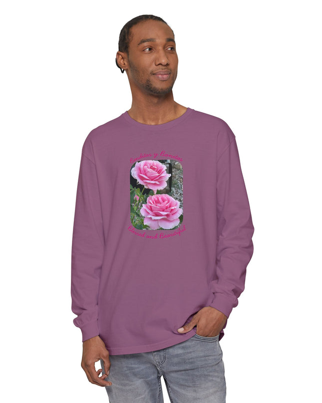 "Blessed and Beautiful" Unisex Garment-dyed Long Sleeve T-Shirt