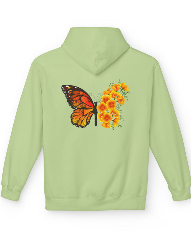 "Butterfly Poppies" (Ink front and back) Unisex Midweight Softstyle Fleece Hoodie