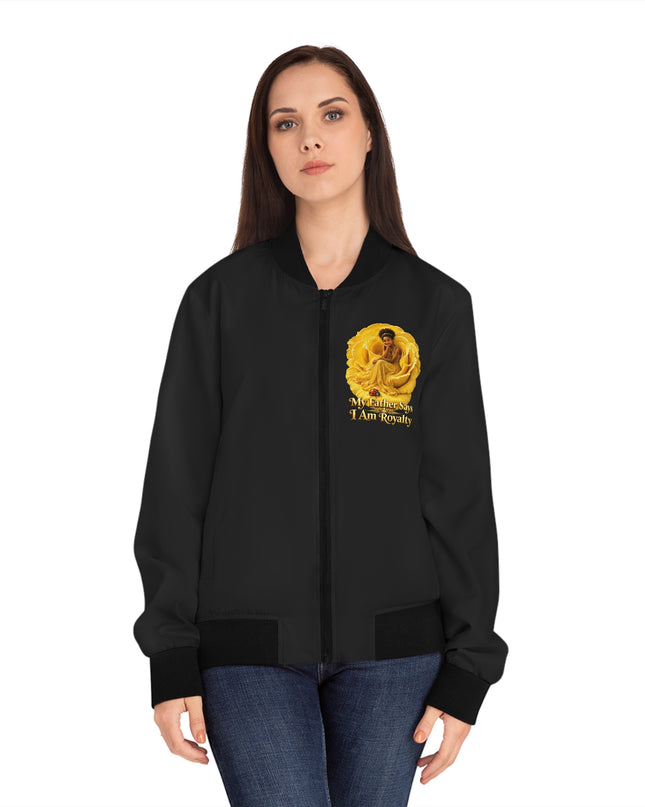 "My Father Says I'm Royalty" Women's Bomber Jacket (AOP)