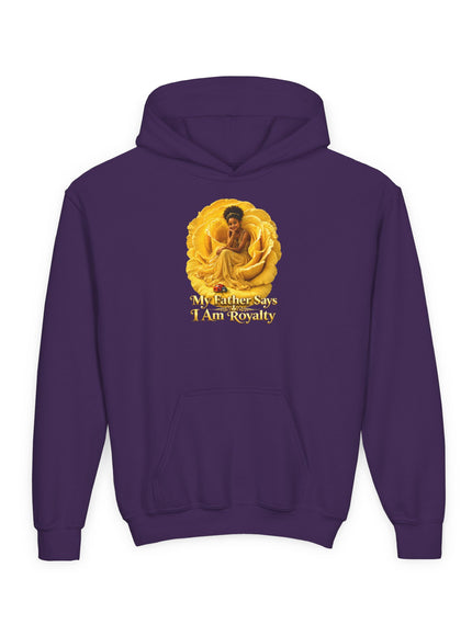 "My Father Says I am Royalty" Youth Heavy Blend Hooded Sweatshirt