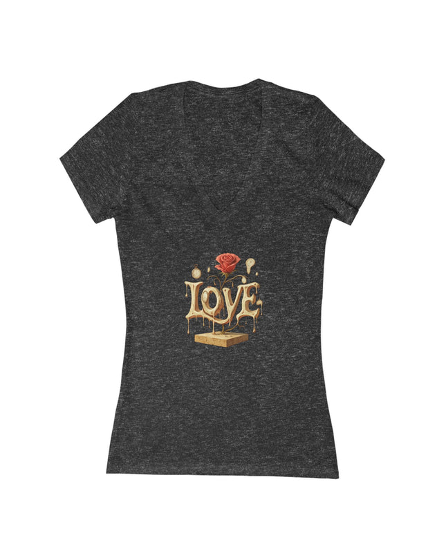 "Love – Salvador Dali Style" Women's Jersey Short Sleeve Deep V-Neck Tee