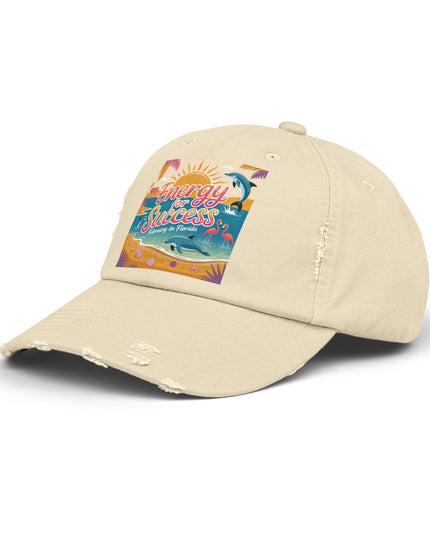 "February in Florida, Energy for Success" Unisex Distressed Cap