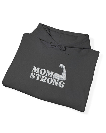 "Mom Strong (White embroidery)" Unisex Heavy Blend Hooded Sweatshirt