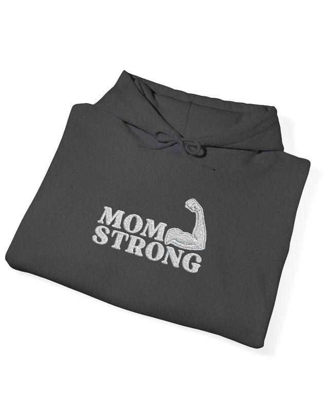 "Mom Strong (White embroidery)" Unisex Heavy Blend Hooded Sweatshirt