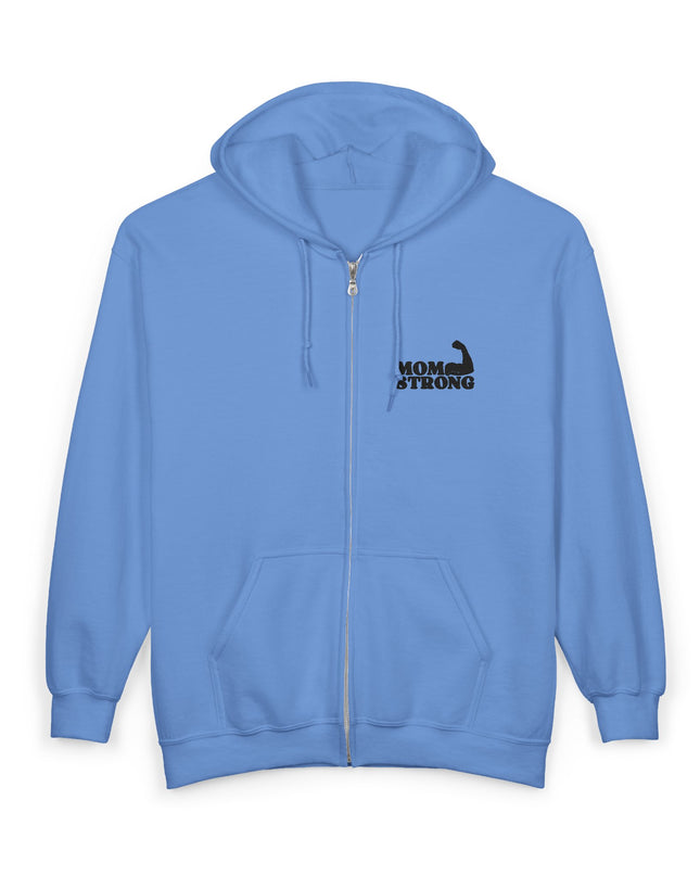 "Mom Strong (Black embroidery) " Unisex Heavy Blend Full Zip Hooded Sweatshirt
