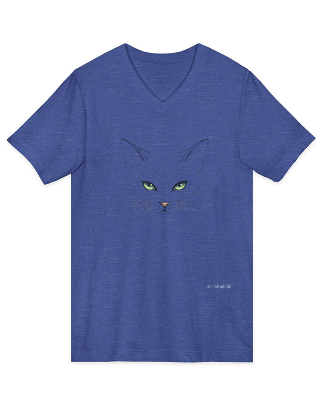 "Cat Face Sketch" Unisex Jersey Short Sleeve V-Neck Tee