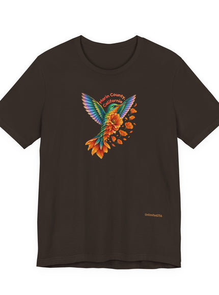 "Hummingbird and Poppies" Unisex Jersey Short Sleeve Tee