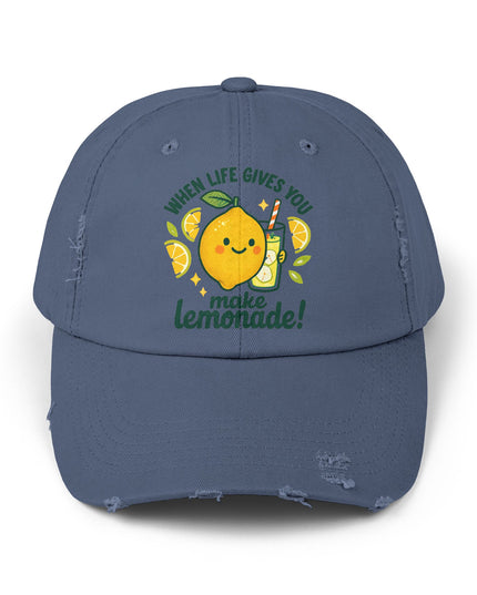 "When life gives you lemons, make lemonade" Unisex Distressed Cap