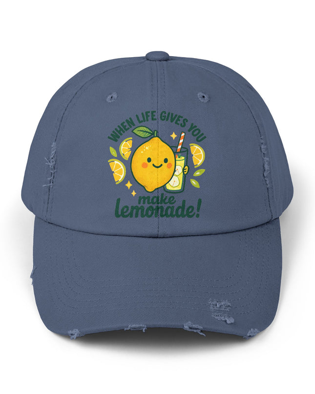 "When life gives you lemons, make lemonade" Unisex Distressed Cap