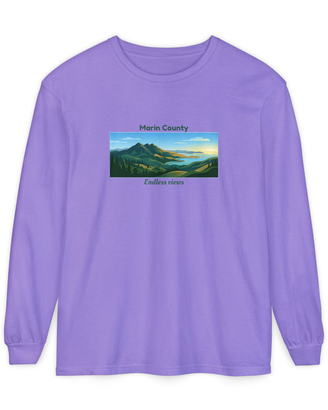 "Marin County - Endless Views" Unisex Garment-dyed Long Sleeve T-Shirt