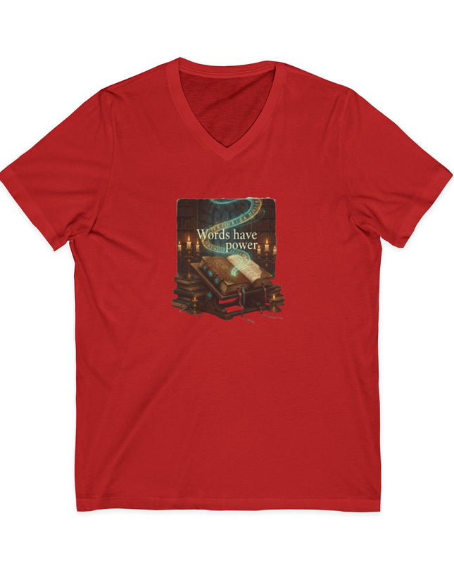 "Words Have Power" Unisex Jersey Short Sleeve V-Neck Tee