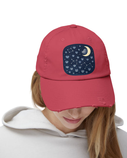 "Dog in the constellations" Unisex Distressed Cap