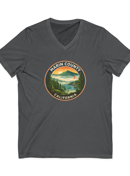 "Marin County, Above the Fog - no text" Unisex Jersey Short Sleeve V-Neck Tee