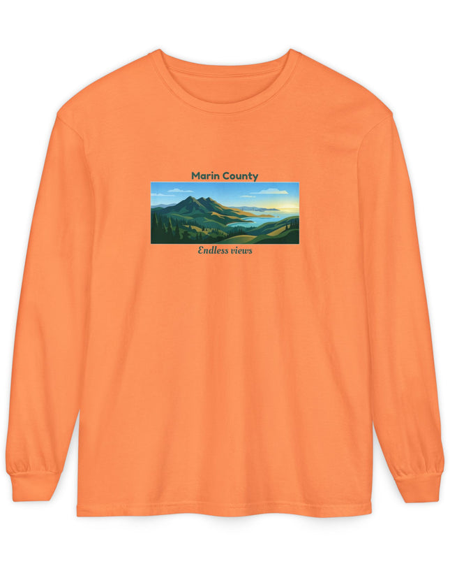 "Marin County - Endless Views" Unisex Garment-dyed Long Sleeve T-Shirt