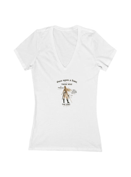 "Once Upon a Time V2" Front and Back Women's Jersey Short Sleeve Deep V-Neck Tee