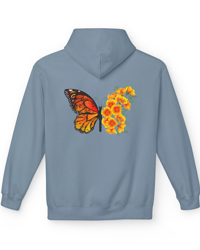 "Butterfly Poppies" (Ink front and back) Unisex Midweight Softstyle Fleece Hoodie