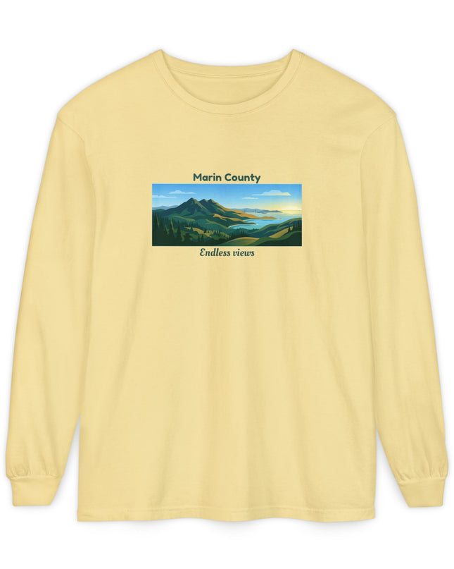 "Marin County - Endless Views" Unisex Garment-dyed Long Sleeve T-Shirt