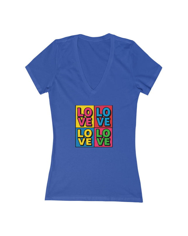 "Love, (Andy Warhol style)" Women's Jersey Short Sleeve Deep V-Neck Tee