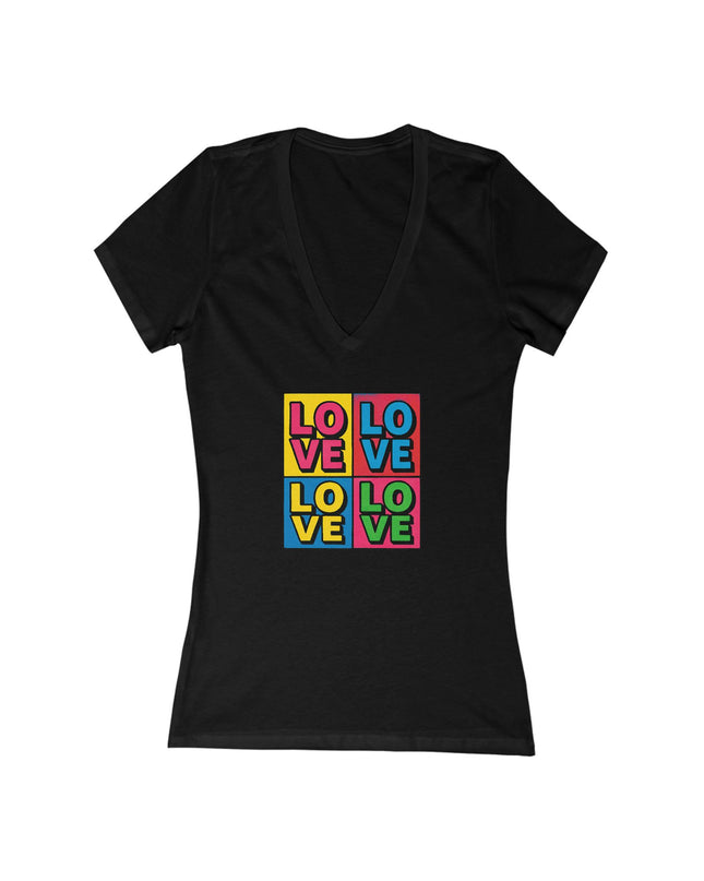 "Love, (Andy Warhol style)" Women's Jersey Short Sleeve Deep V-Neck Tee