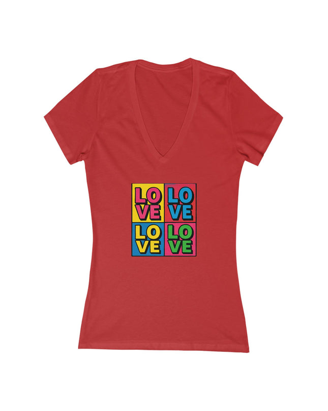 "Love, (Andy Warhol style)" Women's Jersey Short Sleeve Deep V-Neck Tee