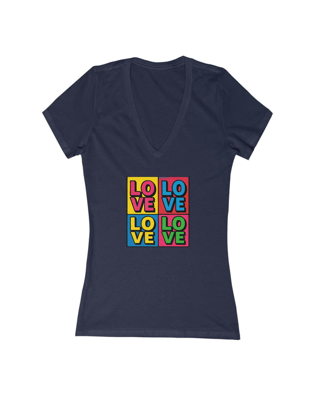 "Love, (Andy Warhol style)" Women's Jersey Short Sleeve Deep V-Neck Tee