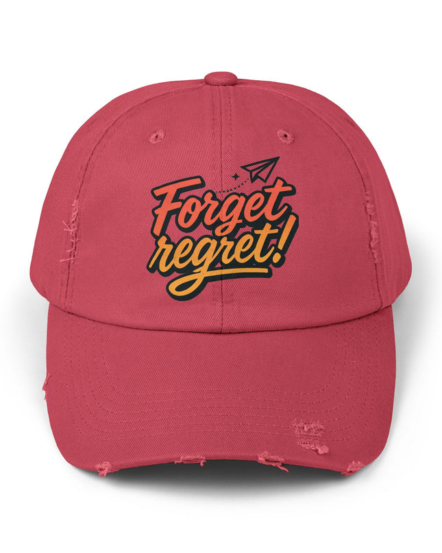 "Forget regret" Unisex Distressed Cap