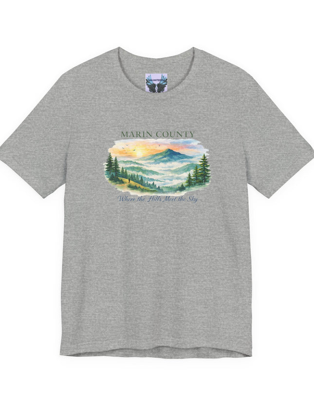 "Marin County, Where the Hills Meet the Sky" Unisex Jersey Short Sleeve Tee