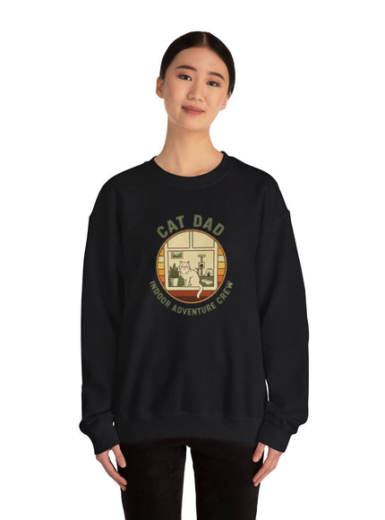 "Cat Dad Indoor Adventure Crew" Unisex Adult Sweatshirt