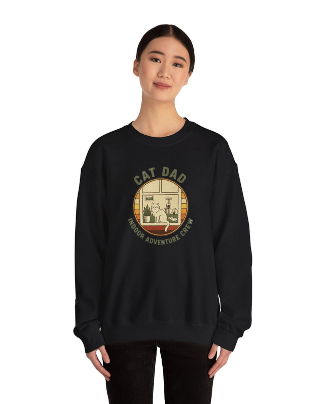 "Cat Dad Indoor Adventure Crew" Unisex Adult Sweatshirt