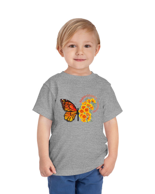 "Butterflies and Poppies Marin County, California" Toddler Short Sleeve Tee