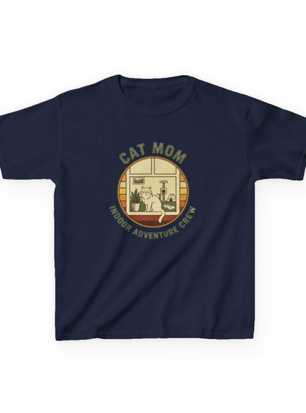 "Cat Mom Indoor Adventure Crew" Kids Heavy Cotton Tee