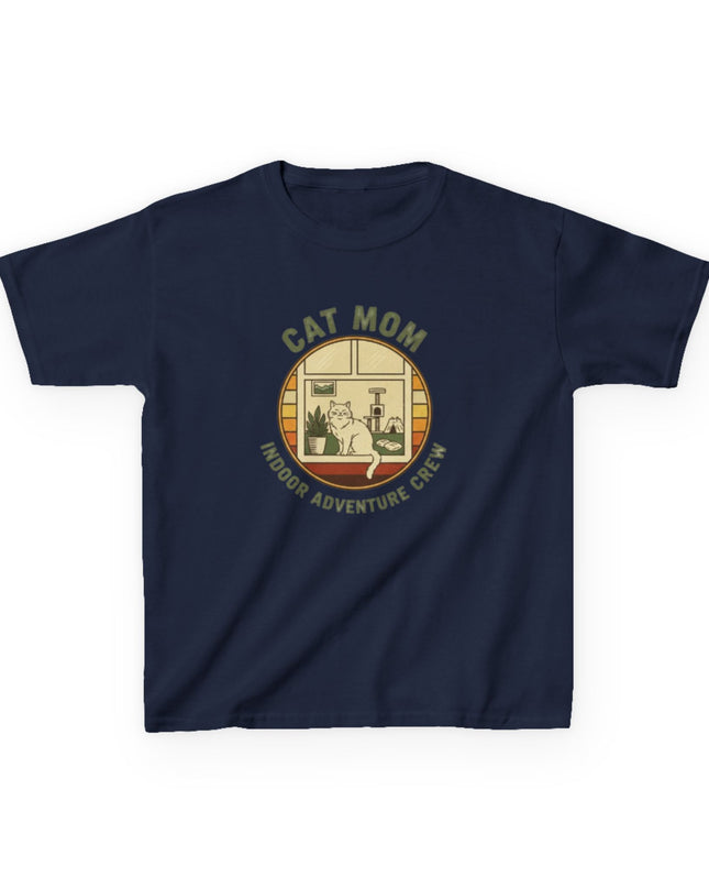 "Cat Mom Indoor Adventure Crew" Kids Heavy Cotton Tee