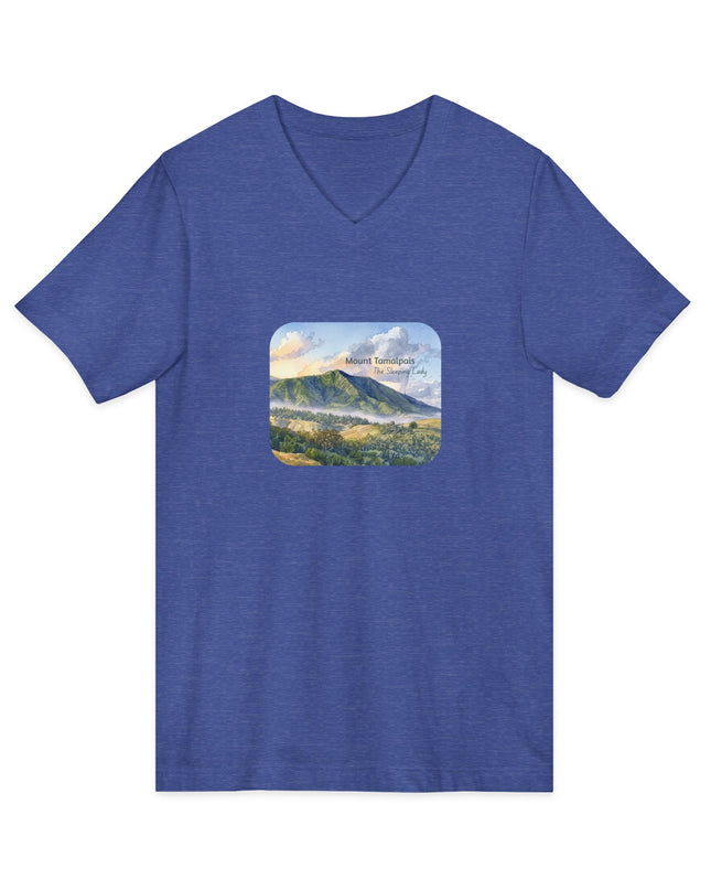 "Mount Tamalpais, the Sleeping Lady" Mount Tamalpais, the Sleeping LadyUnisex Jersey Short Sleeve V-Neck Tee