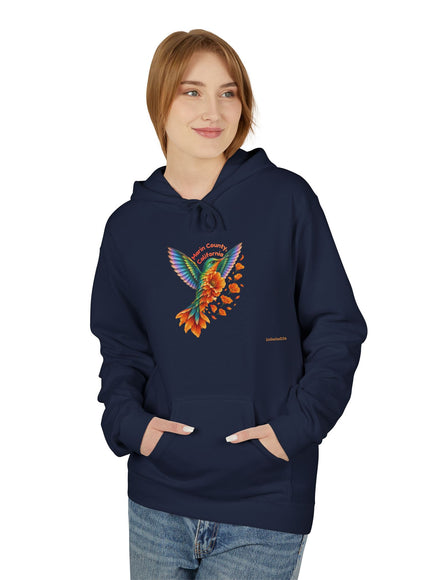 "Hummingbird and Poppies" Unisex Midweight Softstyle Fleece Hoodie