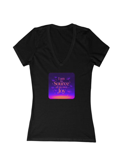 "I Am the Source of my Own Joy" Women's Jersey Short Sleeve Deep V-Neck Tee