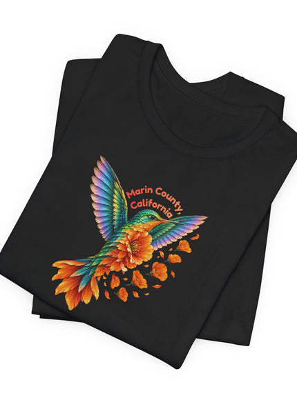 "Hummingbird and Poppies" Unisex Jersey Short Sleeve Tee