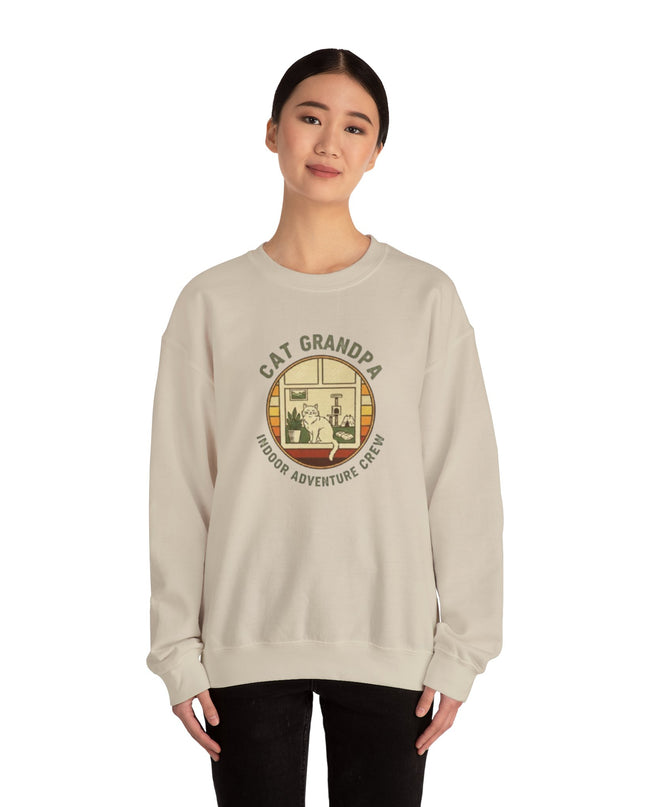 "Cat Grandpa Indoor Adventure Crew" Unisex Adult Sweatshirt