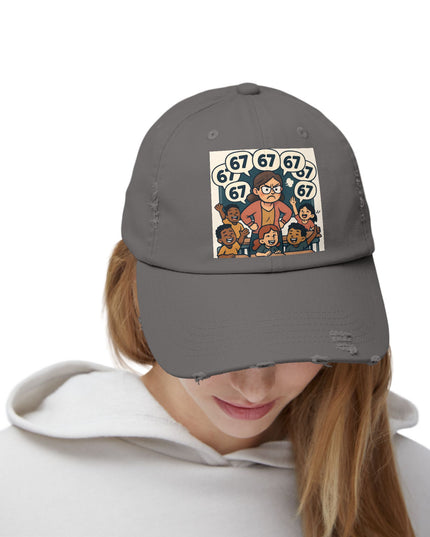 "67 with a Frustrated Elementary Teacher"- Unisex Distressed Cap