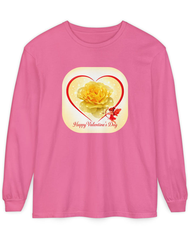 "Happy Valentine's Day" Unisex Garment-dyed Long Sleeve T-Shirt
